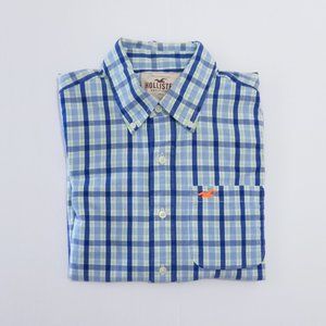 Hollister long Sleeve button up / blue plaid shirt L